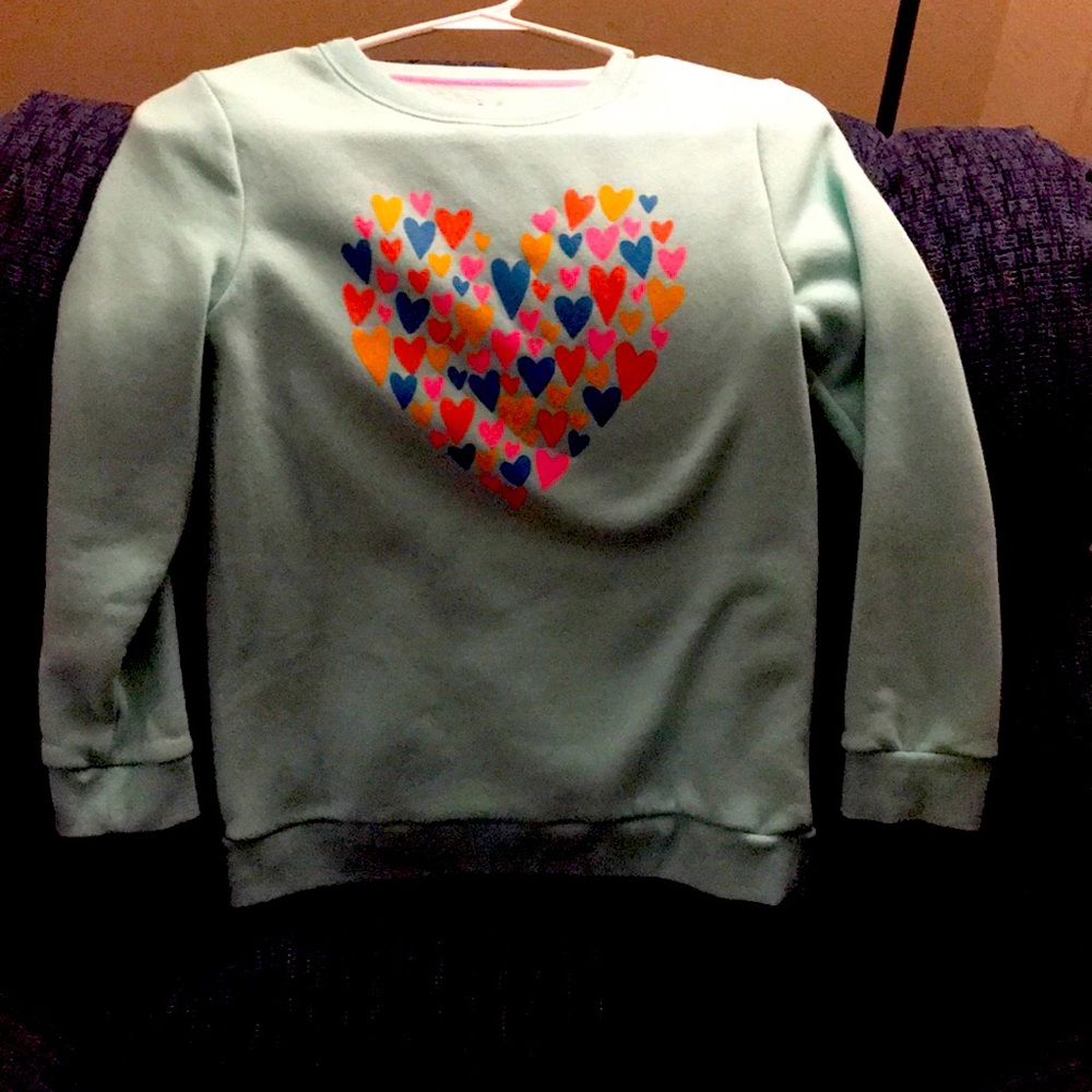Lg Girls green sweatshirt with hearts